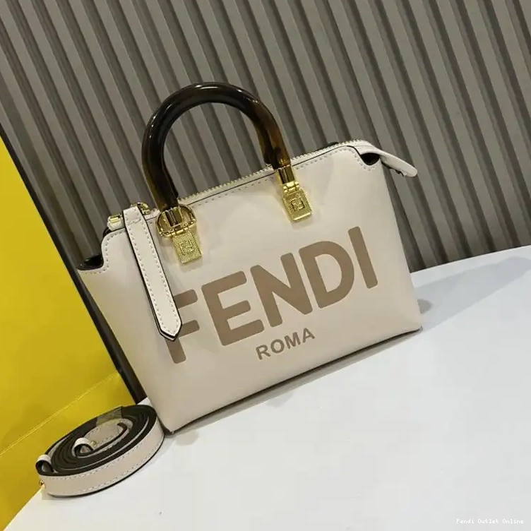 ROMA Logo Fendi In The Leather Boston Bag Way Calf Mini By White 0502